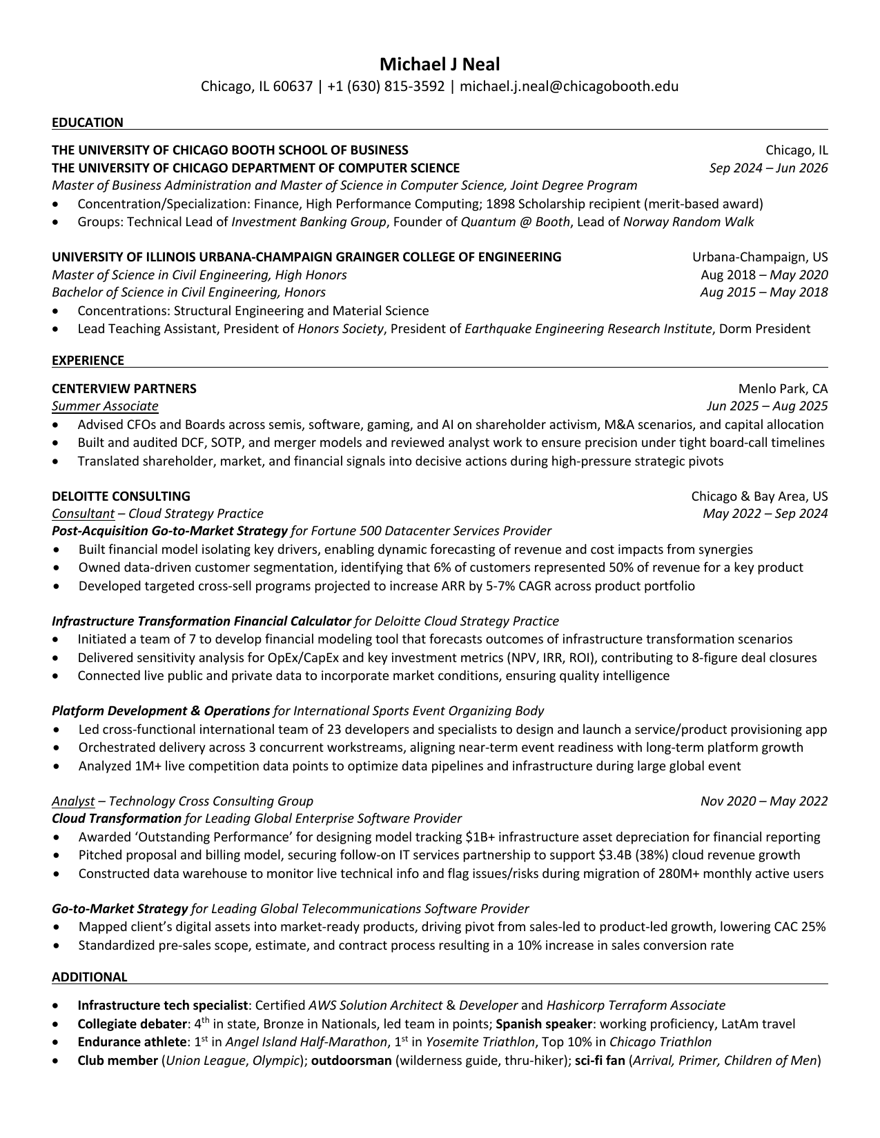 Centerview resume example